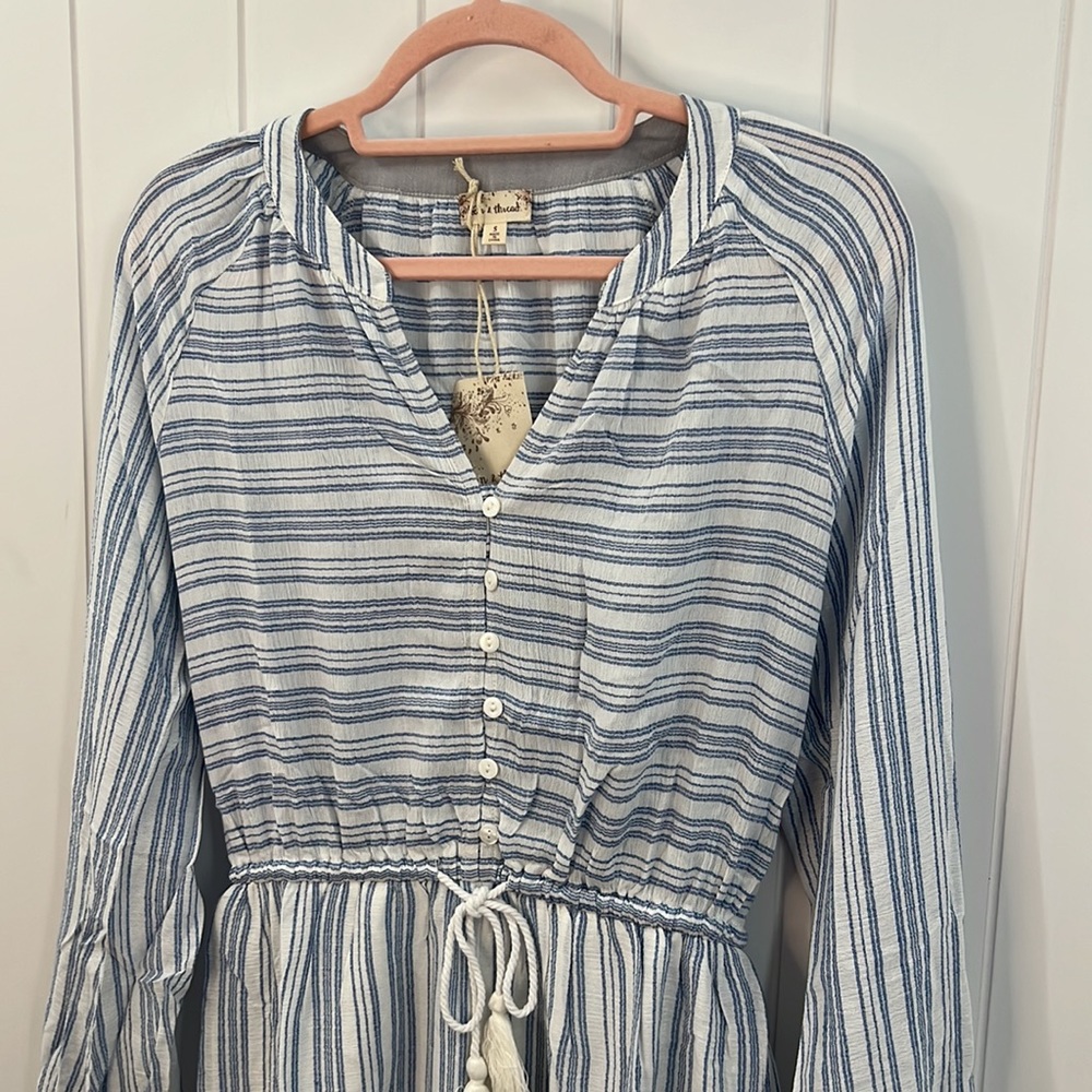 🆕Hem & Thread Striped Romper Button Front Tie Waist Detail S,M & L Available - Picture 5 of 10